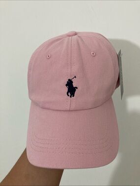 Polo by Ralph Lauren Pink Baseball Cap with Navy Pony